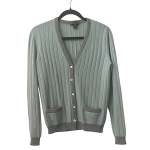 Loro Piana 100% Cashmere Ribbed  Knit Cardigan Sweater Size 42 EU